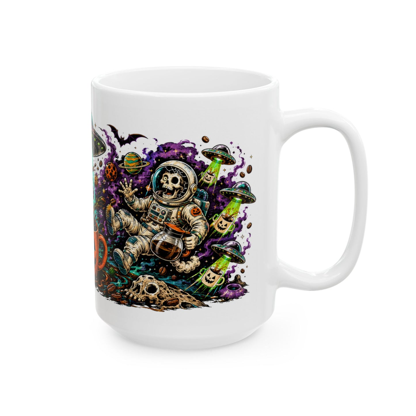 Halloween Alien Abduction Coffee Mug – Jack-O’-Lantern UFO Ceramic Mug (11oz & 15oz)