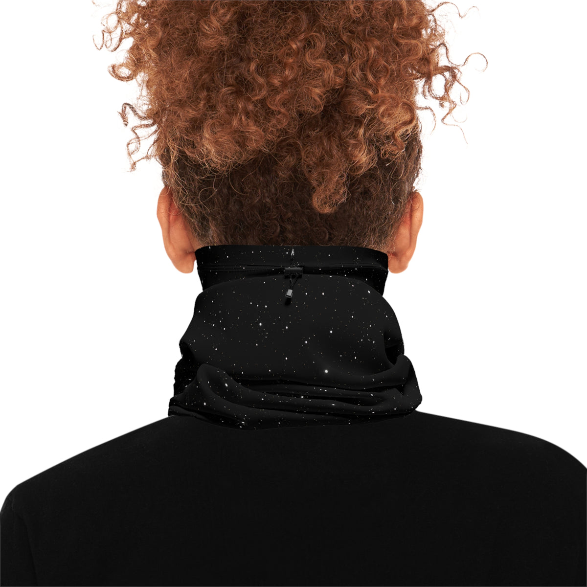Winter Neck Gaiter with Drawstring – Black Starry Sky Design