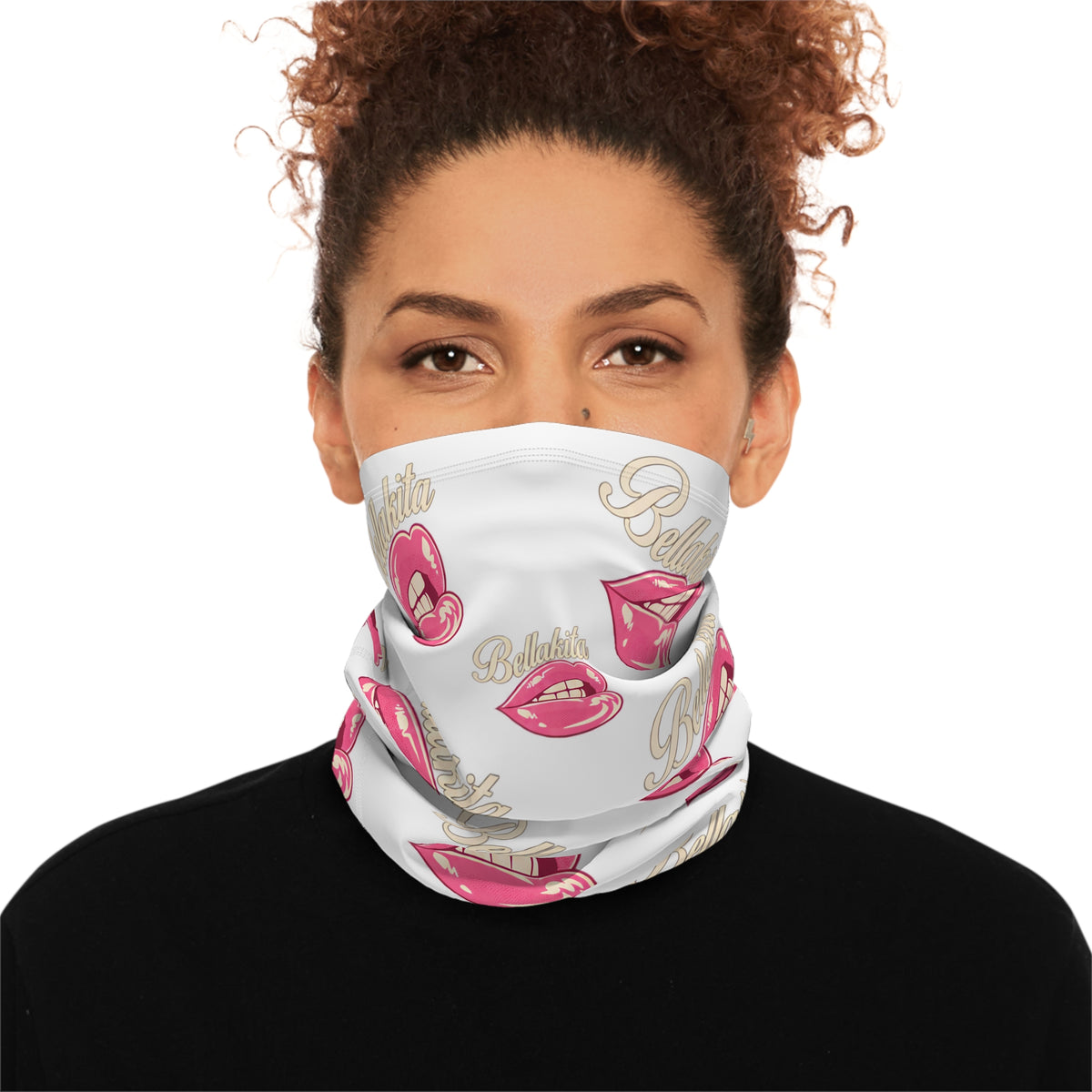Baddie Pink Lips Winter Neck Gaiter with Drawstring