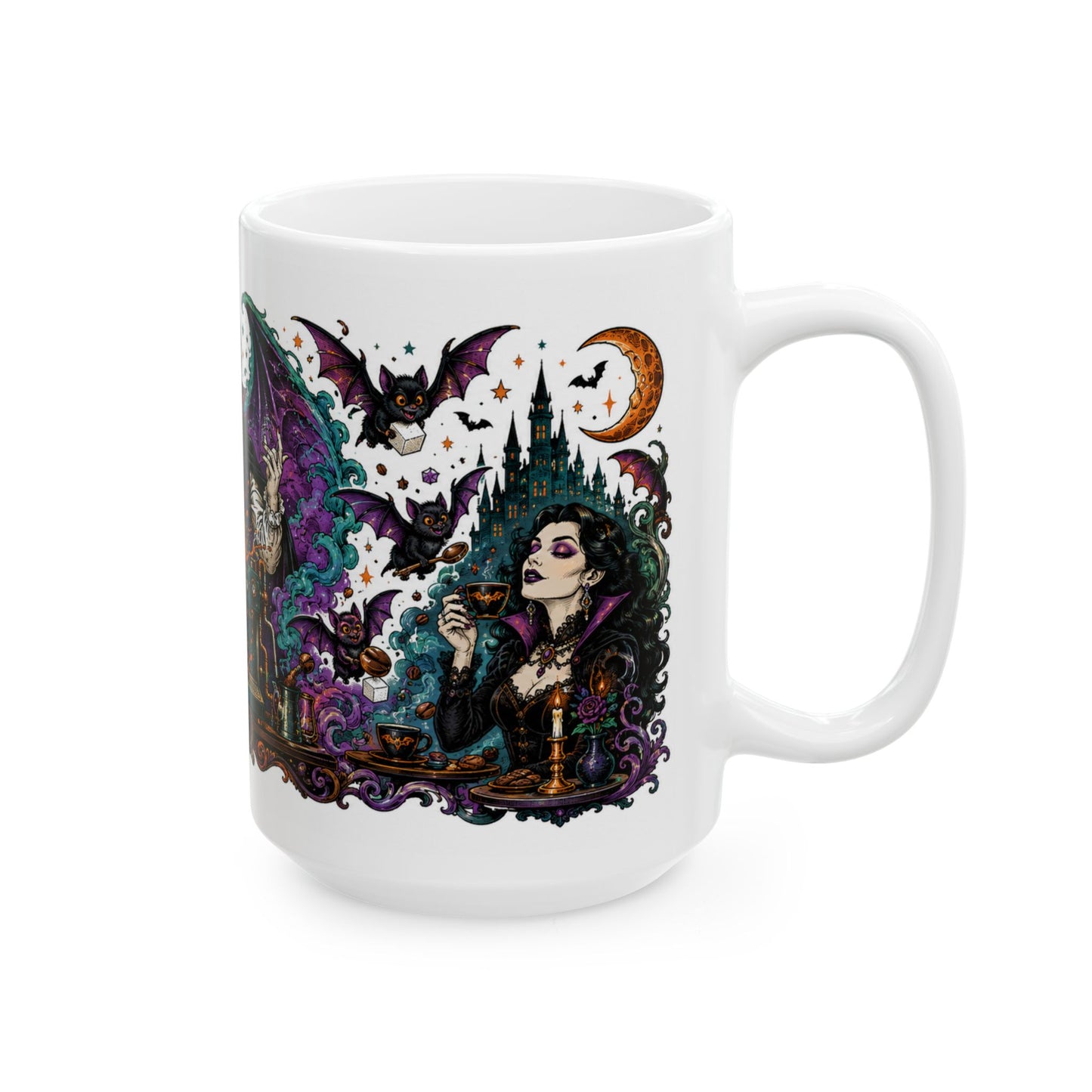 Halloween Vampire Alchemist Mug — Gothic Witchcraft Coffee Cup (11oz/15oz)