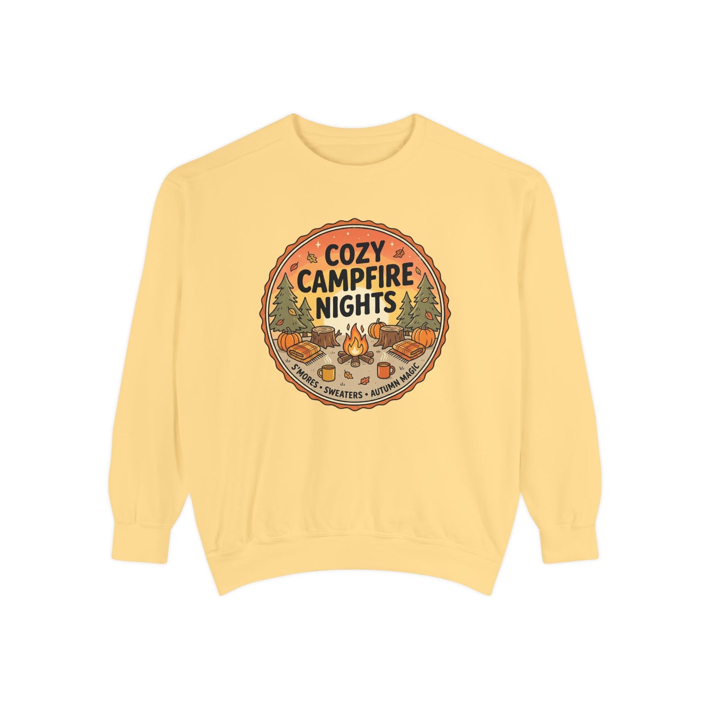 Cozy Campfire Nights Sweatshirt — Vintage Camping Graphic Crewneck