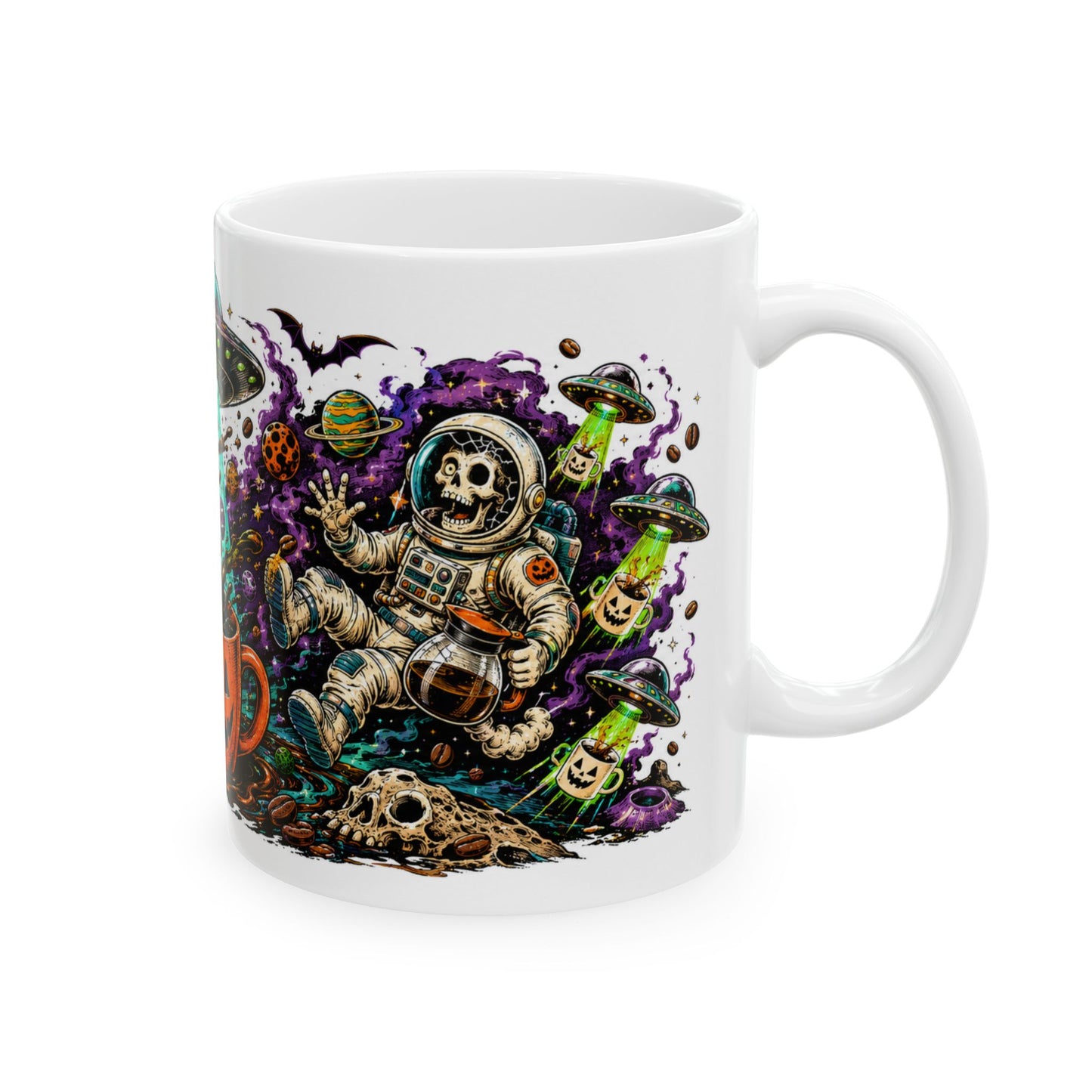 Halloween Alien Abduction Coffee Mug – Jack-O’-Lantern UFO Ceramic Mug (11oz & 15oz)