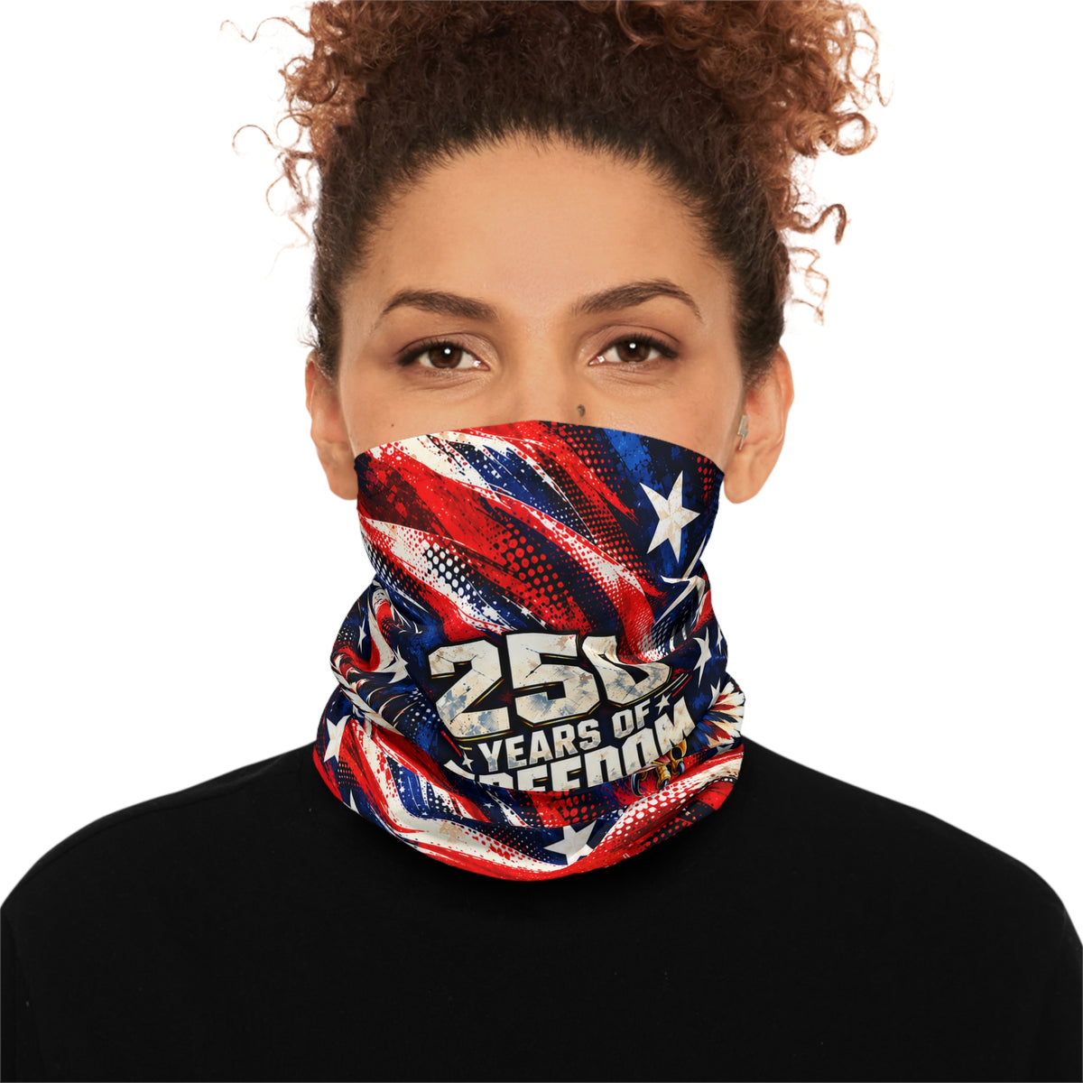 250 Years of Freedom Eagle Neck Gaiter — Patriotic American Flag Face Scarf for 4th of July & Veterans