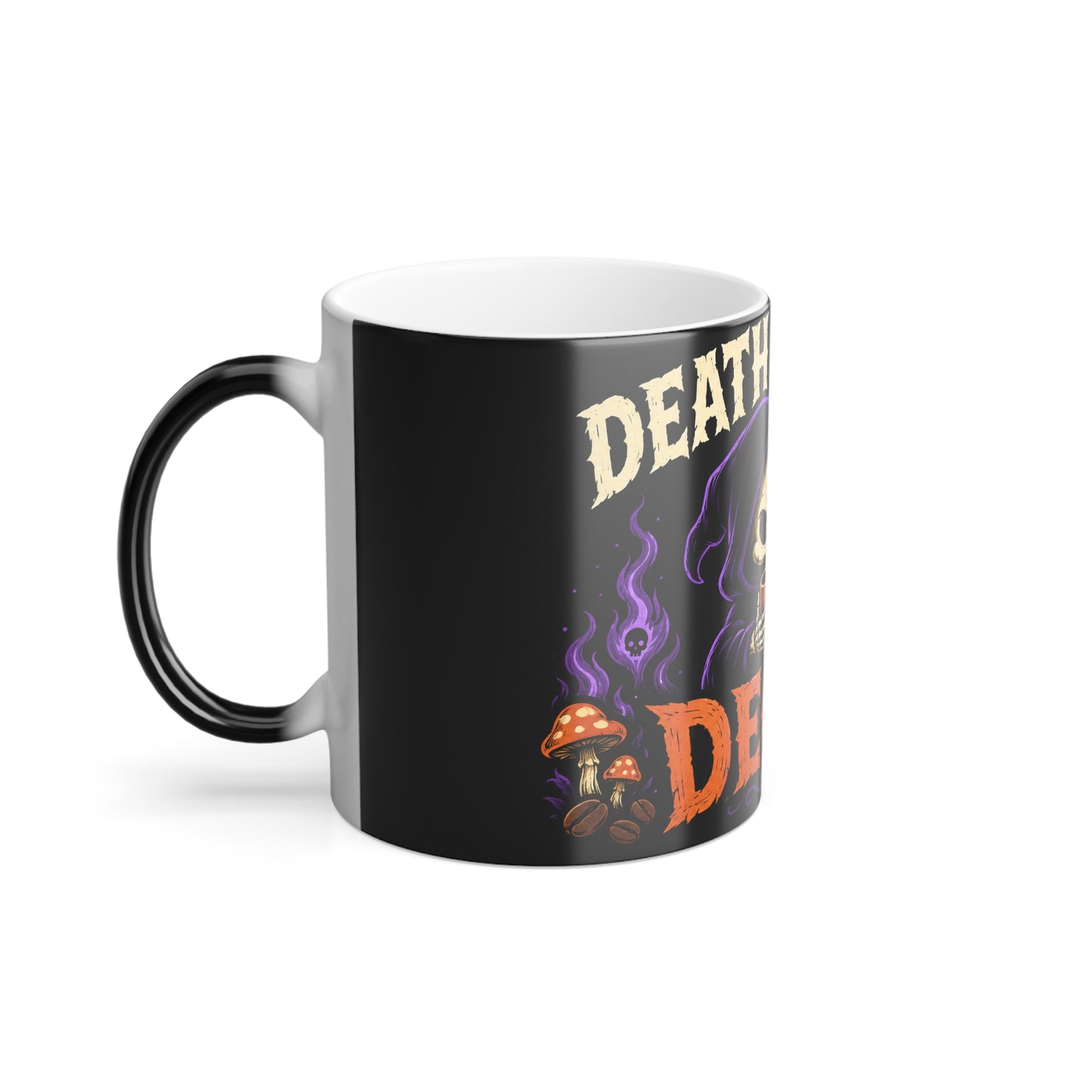 Death Before Decaf Color-Changing Mug — 11oz Funny Gothic Coffee Cup