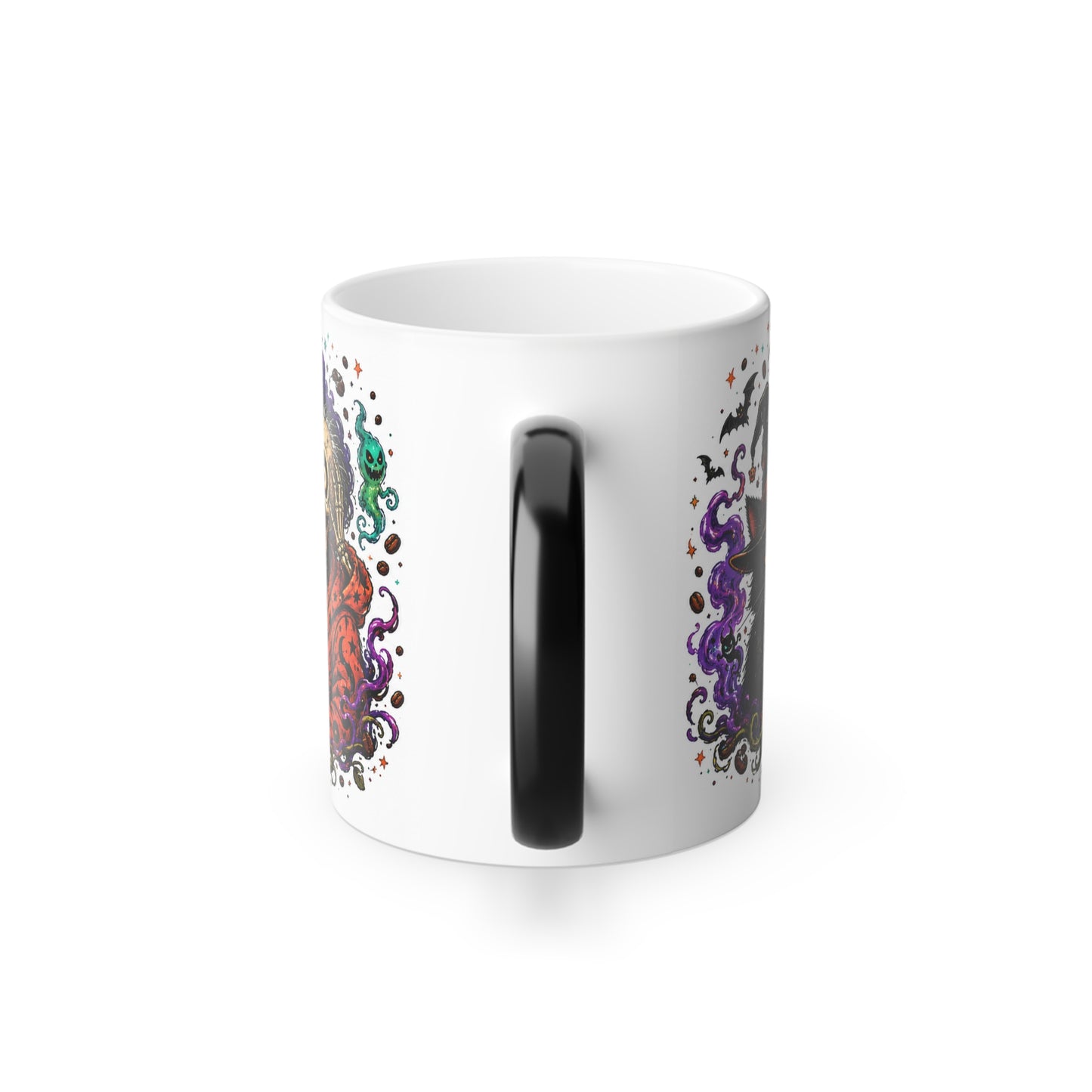 Color-Changing Mug — "Hot Coffee Summons Chaos" Halloween Pumpkin Ghost Design, 11oz