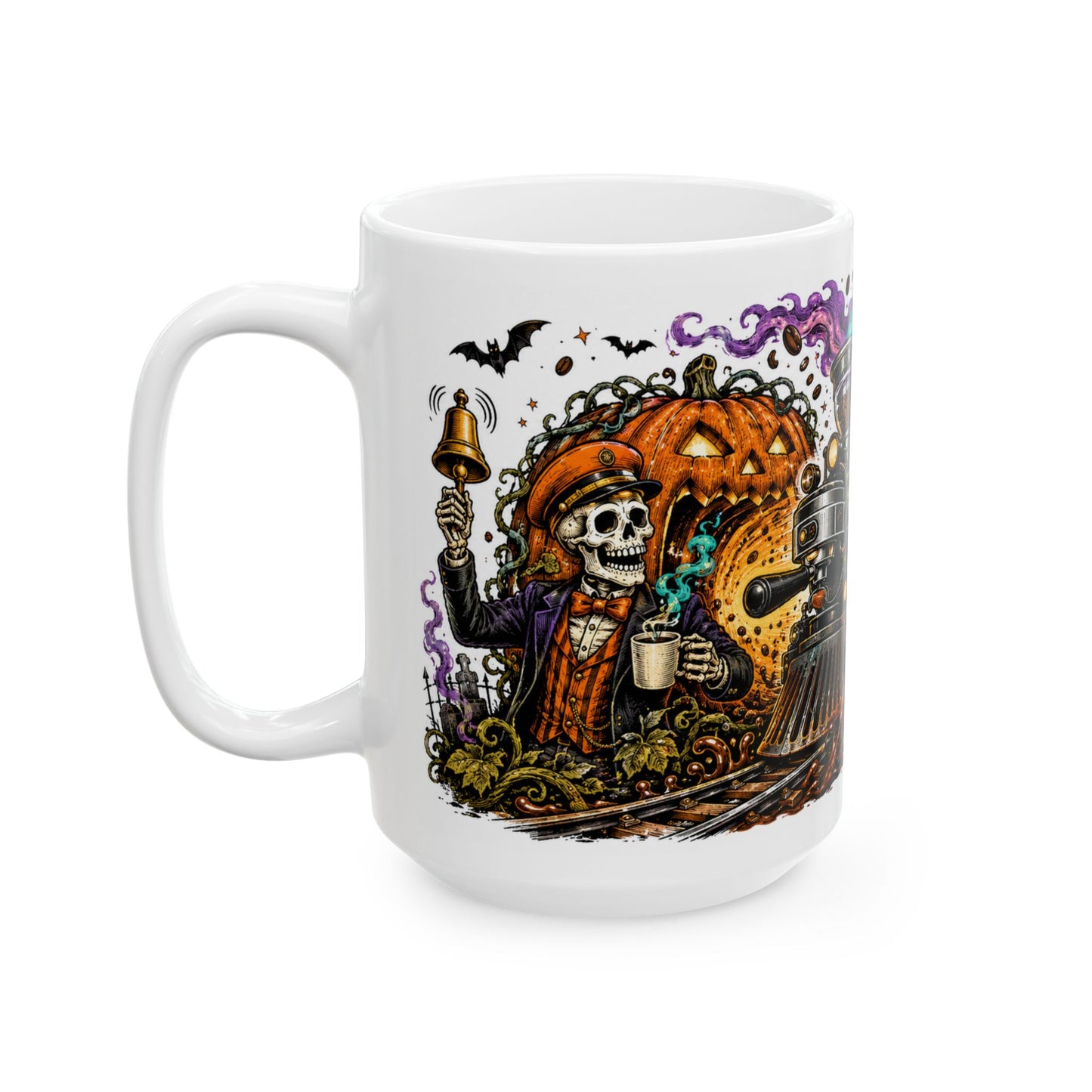 Halloween Ghost Train Ceramic Mug – Spooky Coffee Lovers 11oz/15oz