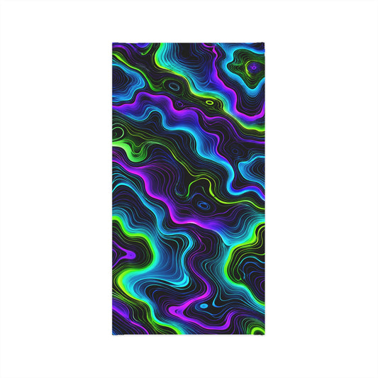 Neck Gaiter — Neon Fluid Swirl Face Mask, Psychedelic Abstract Tube Scarf for Raves & Outdoor Sports