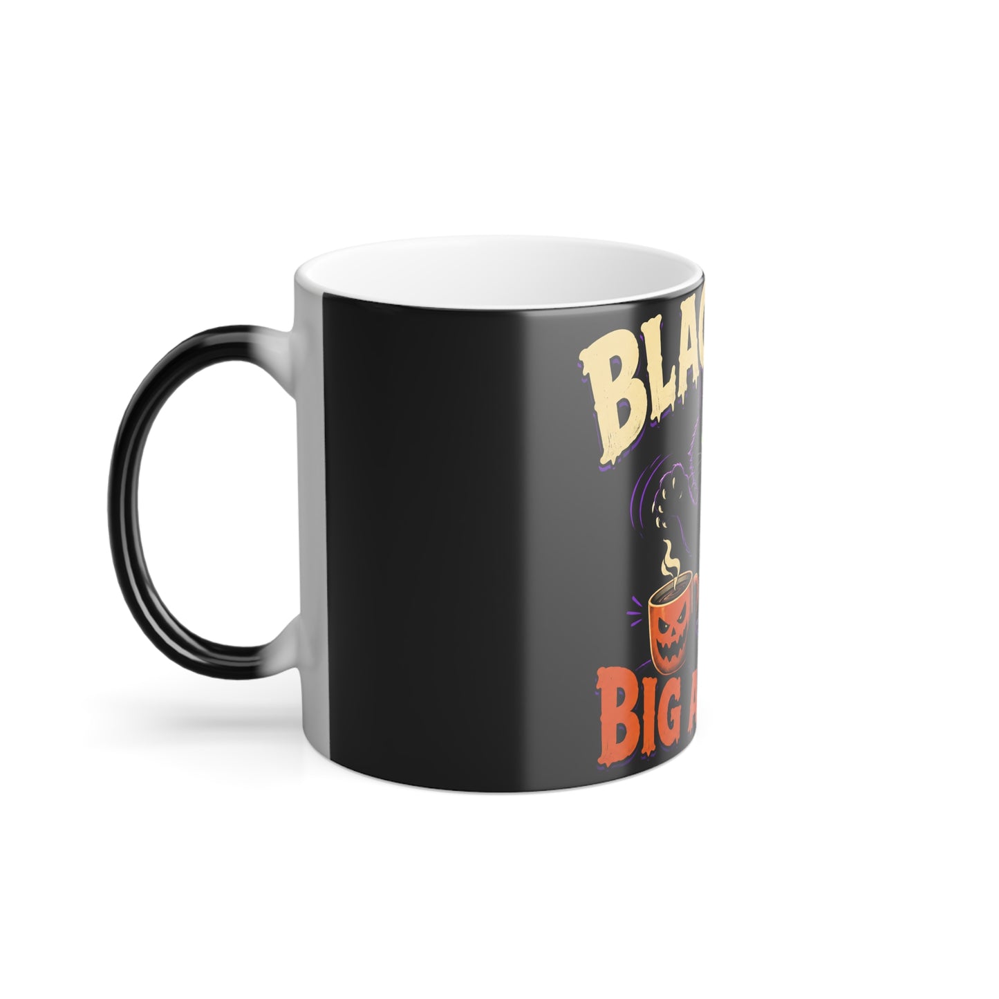 Color-Changing Mug — "Black Cat, Big Attitude" Halloween Coffee Mug (11oz)