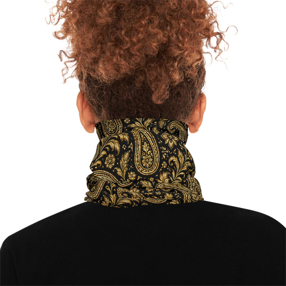 Gold Paisley Lightweight Neck Gaiter - Stylish Breathable Face Scarf