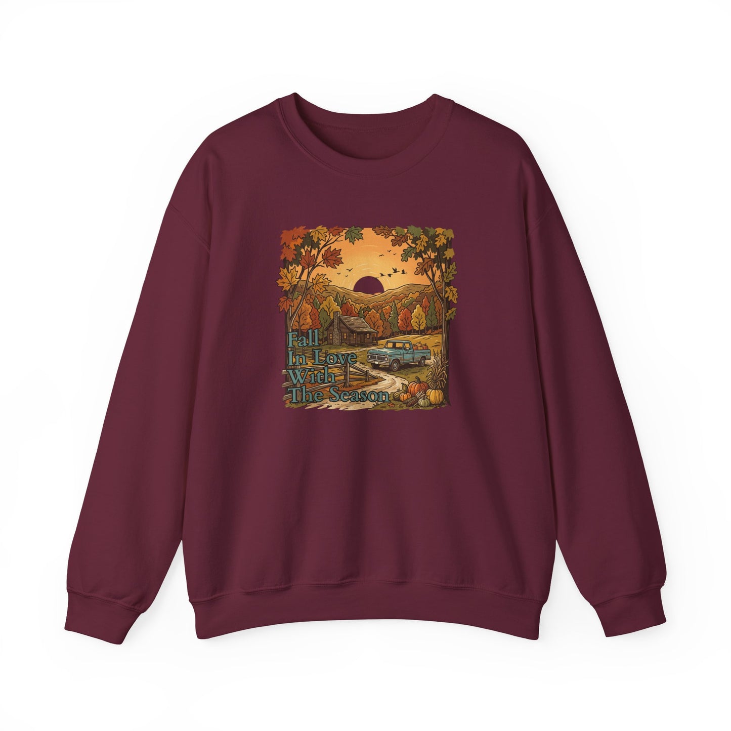 Autumn Cabin Sunset Crewneck Sweatshirt