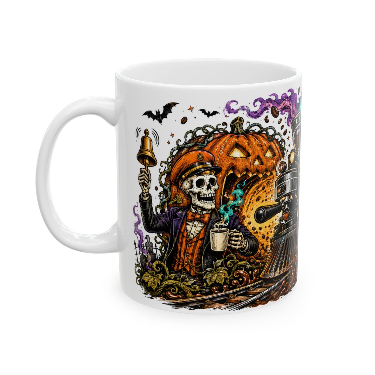 Halloween Ghost Train Ceramic Mug – Spooky Coffee Lovers 11oz/15oz