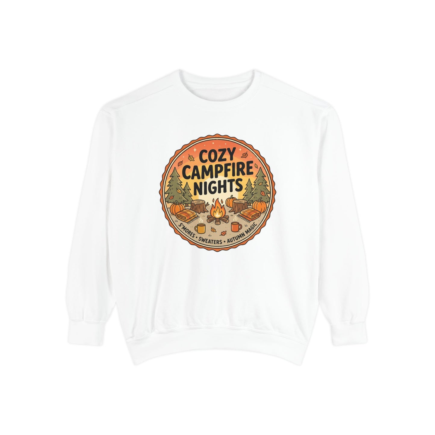 Cozy Campfire Nights Sweatshirt — Vintage Camping Graphic Crewneck