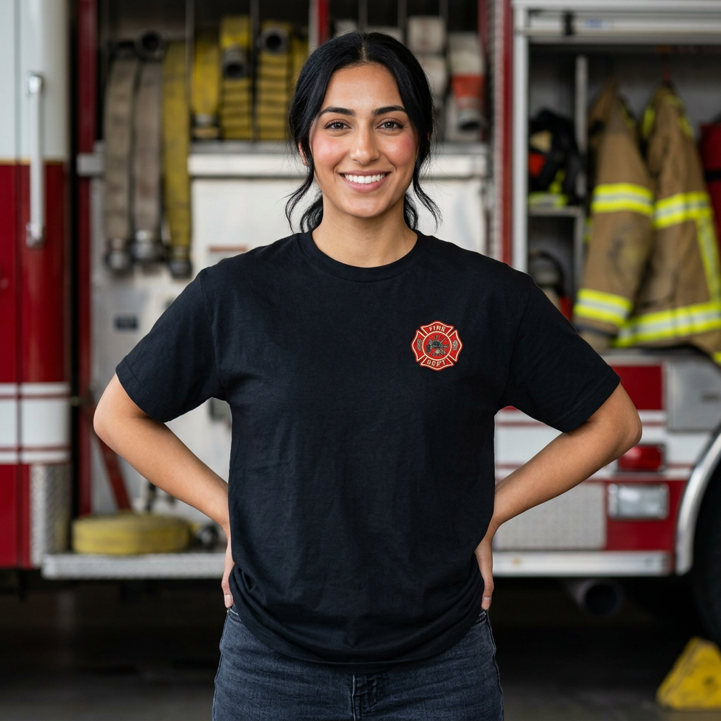 Firefighter Tee — “WEE WOO SQUAD” American Flag Backprint | Answer the Call