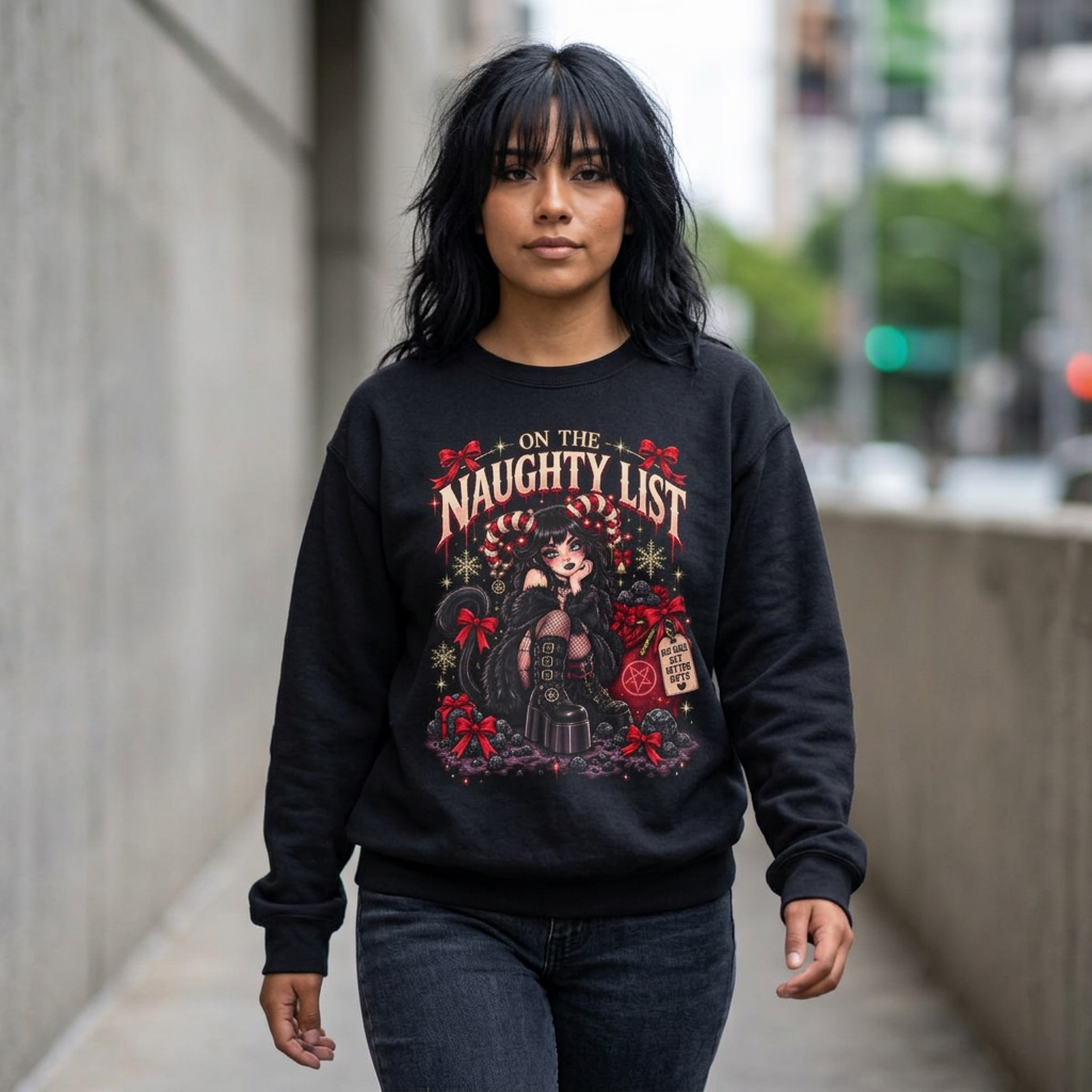 On the Naughty List Sweatshirt — Gothic Christmas Holiday Crewneck