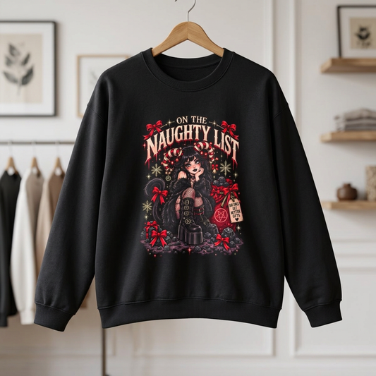 On the Naughty List Sweatshirt — Gothic Christmas Holiday Crewneck