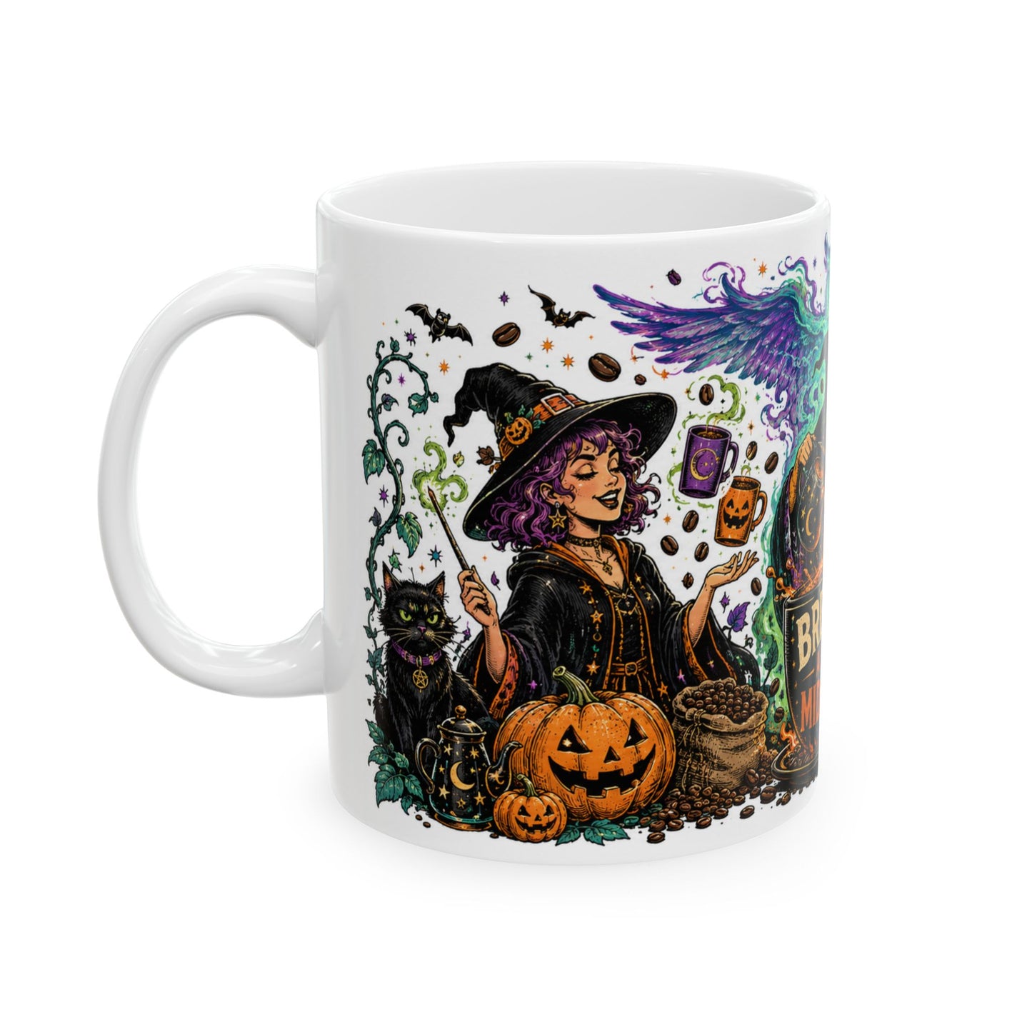Brewed After Midnight Ceramic Mug – Halloween Witch Coffee Cup (11oz & 15oz)