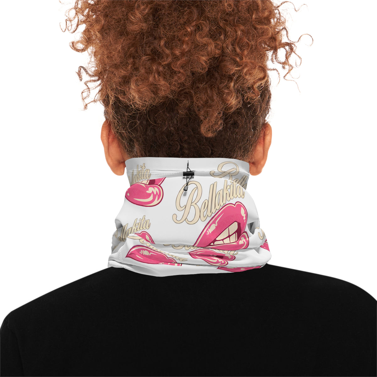 Baddie Pink Lips Winter Neck Gaiter with Drawstring