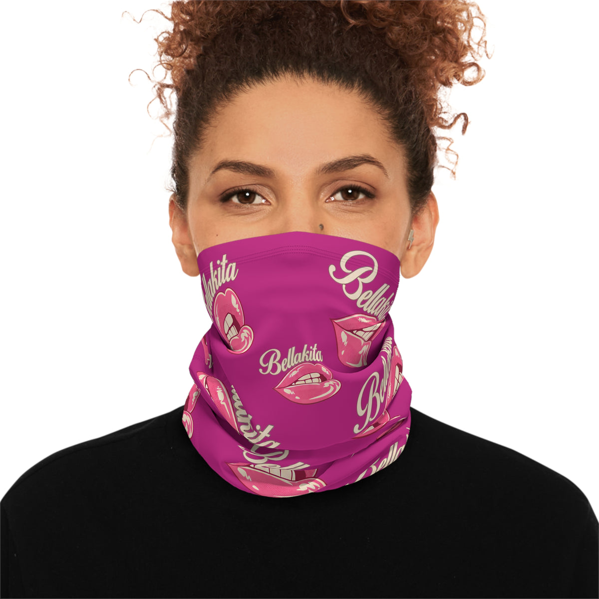Belakita Lips Winter Neck Gaiter with Drawstring
