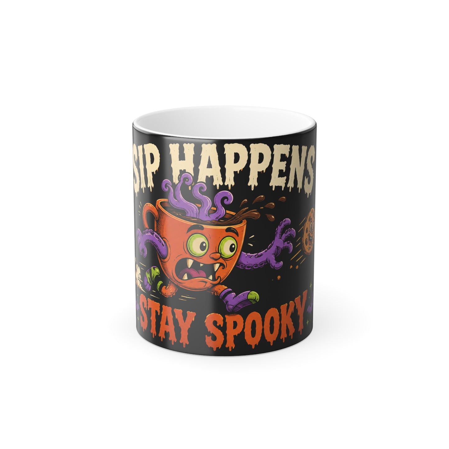 Color Morphing Mug — "Sip Happens" Halloween Spooky Coffee Mug (11 oz)