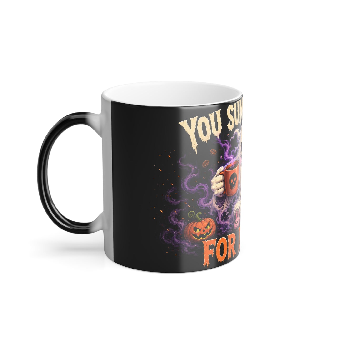 Color Morphing Mug — “You Summoned Me For Decaf?” Halloween Ghost Coffee Cup, 11oz
