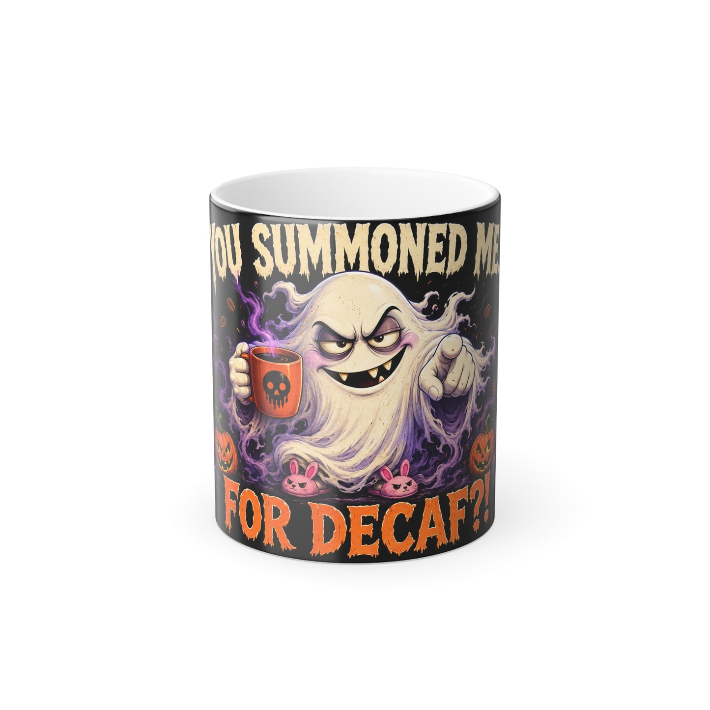 Color Morphing Mug — “You Summoned Me For Decaf?” Halloween Ghost Coffee Cup, 11oz
