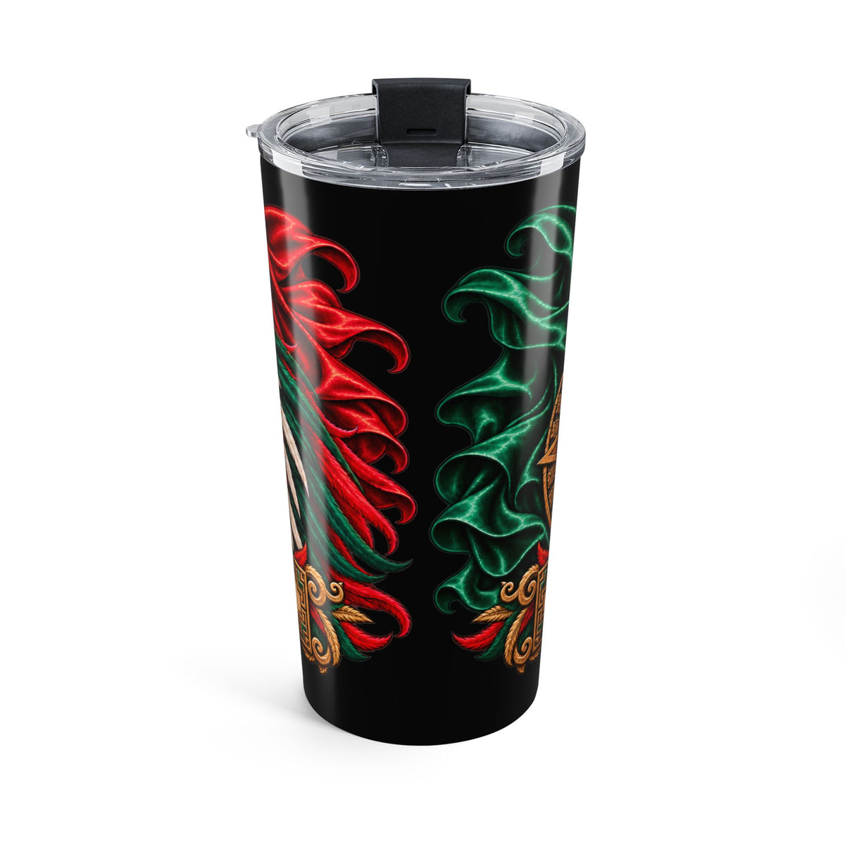 Personalizable 20oz Mexican Aztec Skull Tumbler — Insulated Travel Cup with Flag Design