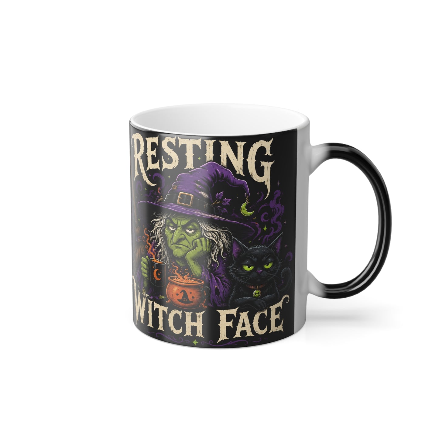 Color-Changing Witch Mug — "Resting Witch Face" 11oz Halloween Coffee Cup