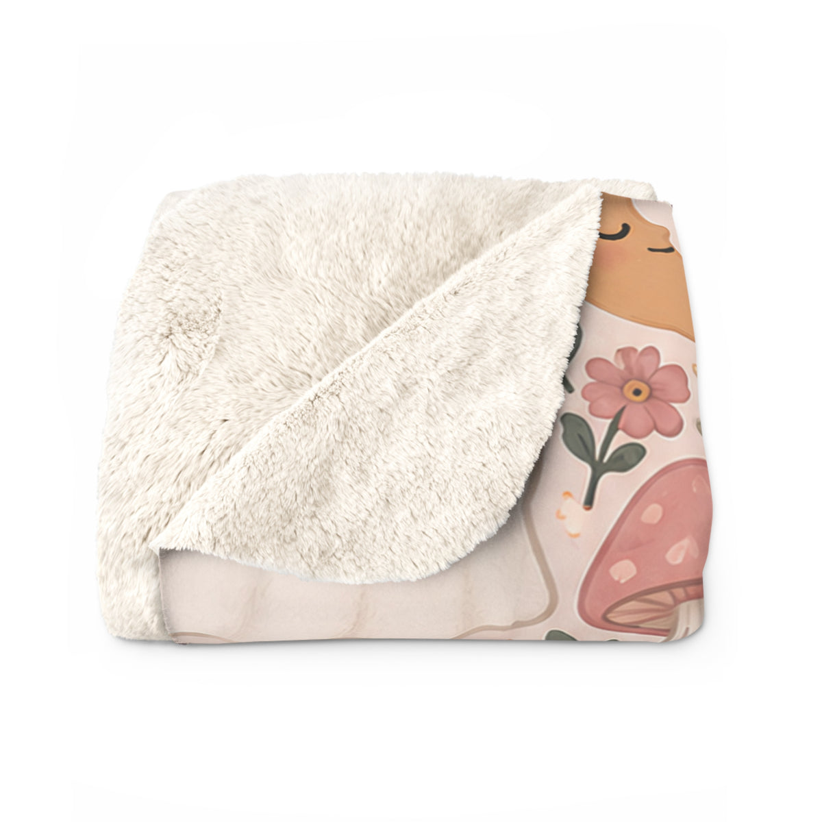 Cute Halloween Sherpa Blanket — Pastel Ghosts, Pumpkins & Black Cats Cozy Throw