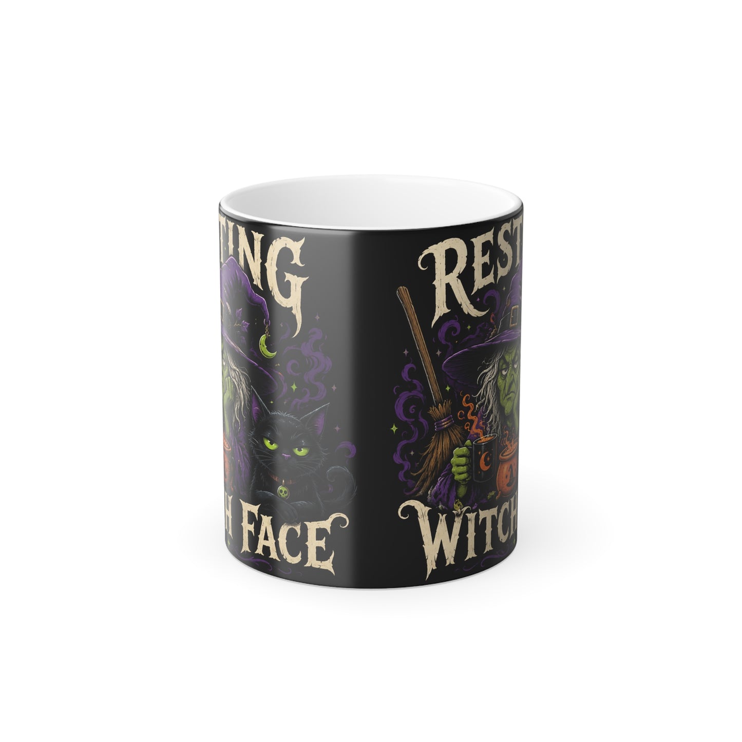 Color-Changing Witch Mug — "Resting Witch Face" 11oz Halloween Coffee Cup