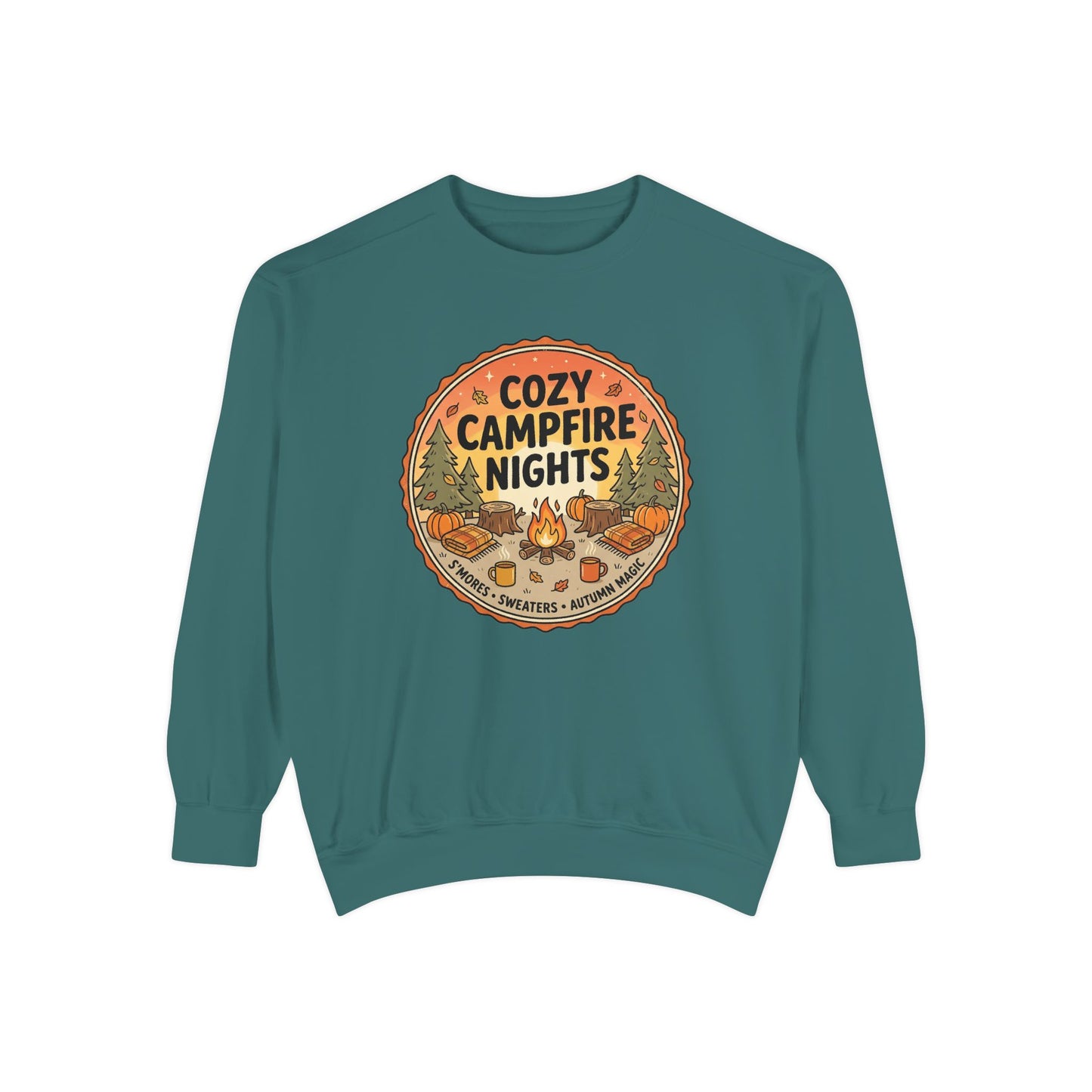 Cozy Campfire Nights Sweatshirt — Vintage Camping Graphic Crewneck