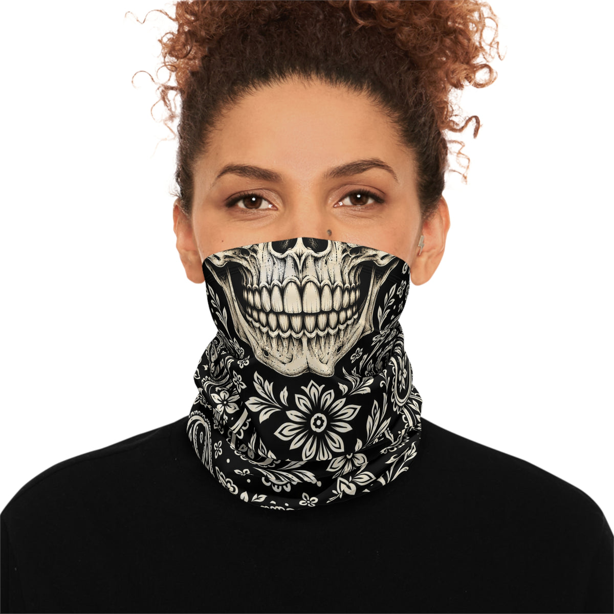 Skull Paisley Winter Neck Gaiter with Drawstring