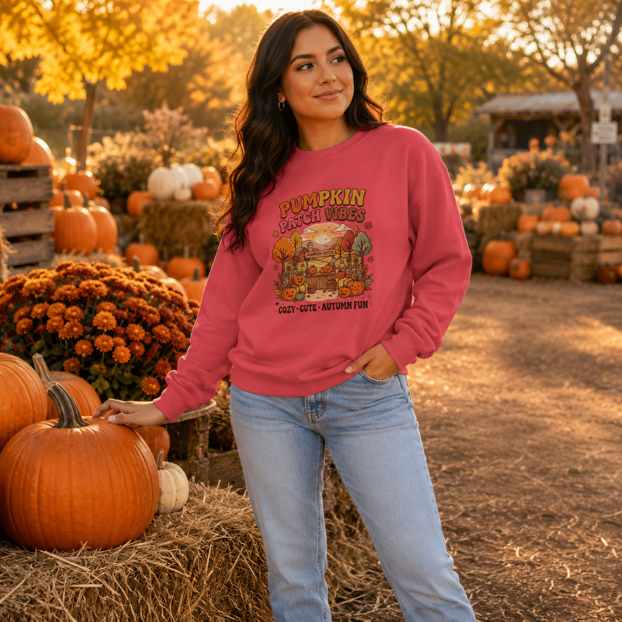 Pumpkin Patch Vibes Sweatshirt — Cozy Autumn Fall Graphic