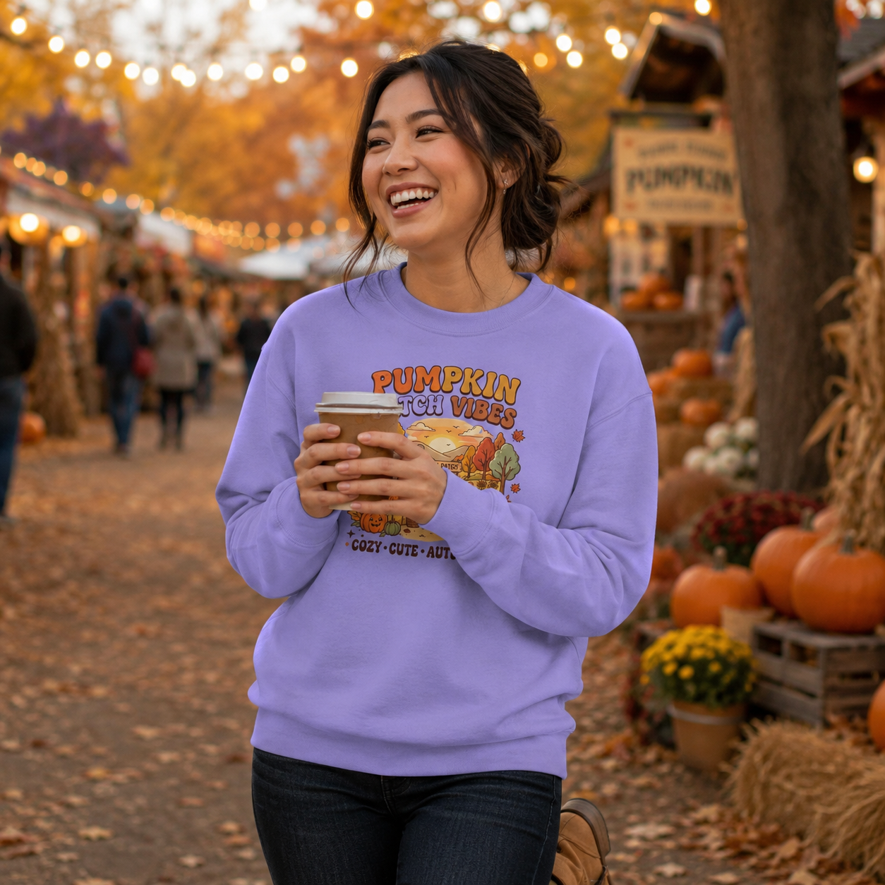 Pumpkin Patch Vibes Sweatshirt — Cozy Autumn Fall Graphic