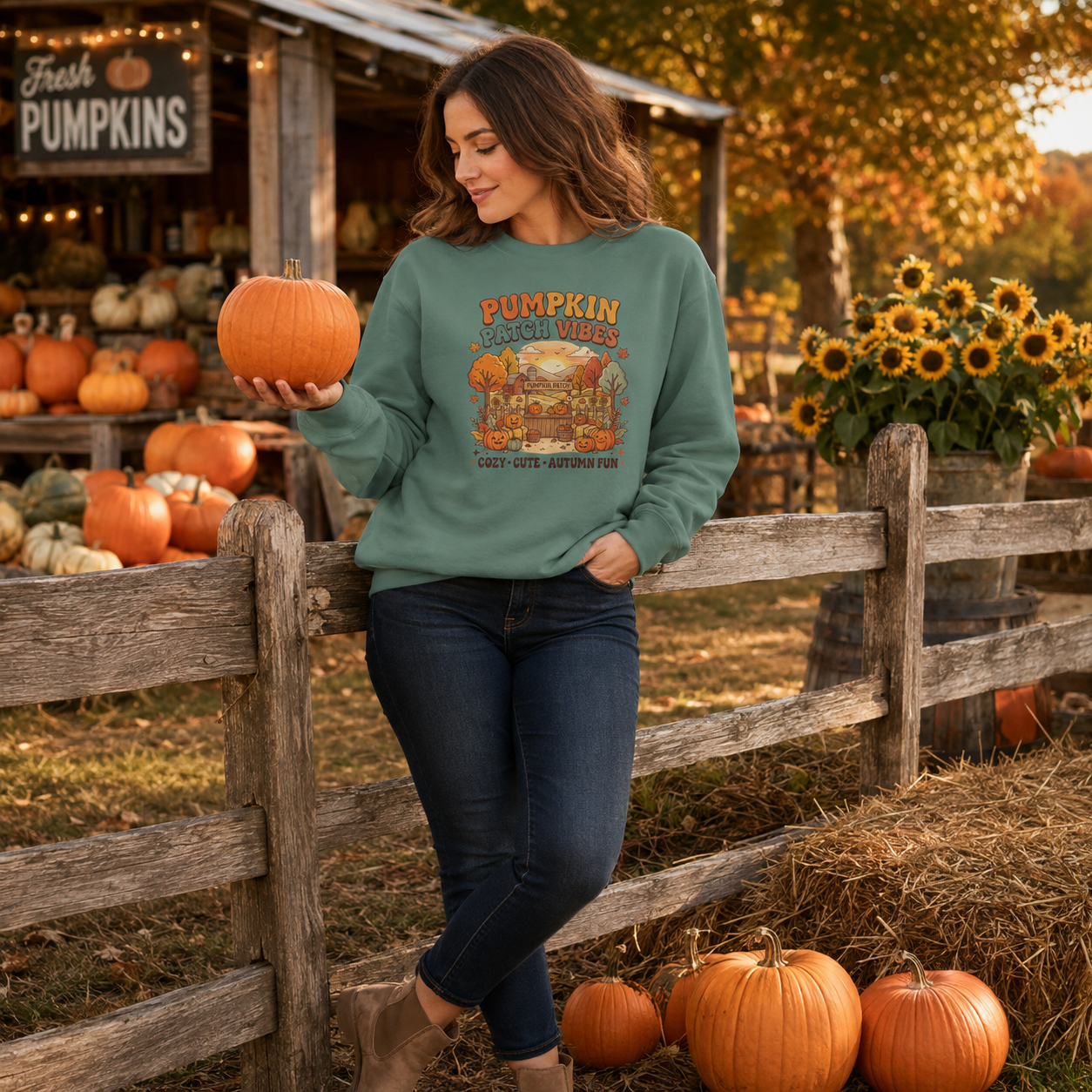 Pumpkin Patch Vibes Sweatshirt — Cozy Autumn Fall Graphic