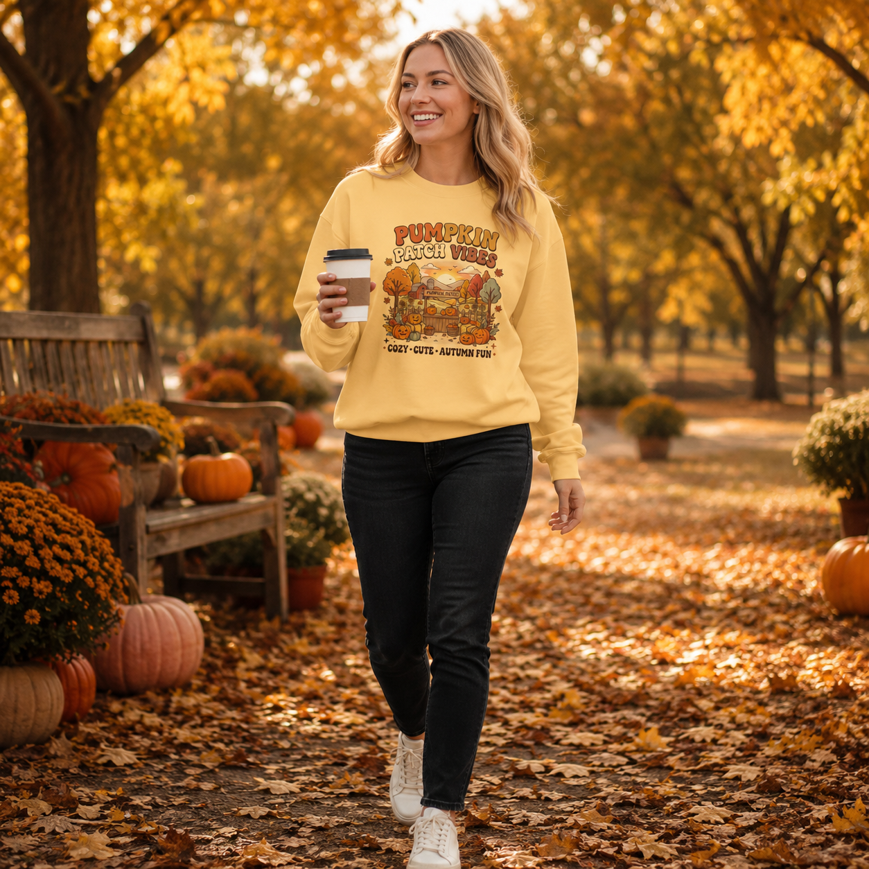 Pumpkin Patch Vibes Sweatshirt — Cozy Autumn Fall Graphic