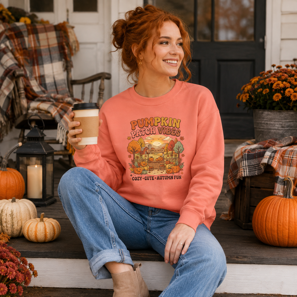 Pumpkin Patch Vibes Sweatshirt — Cozy Autumn Fall Graphic