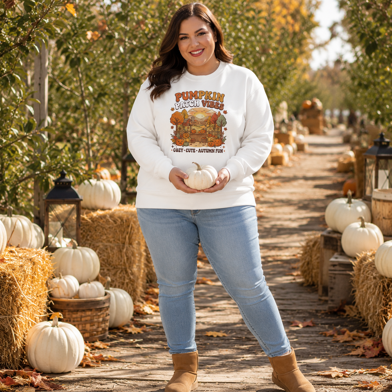 Pumpkin Patch Vibes Sweatshirt — Cozy Autumn Fall Graphic
