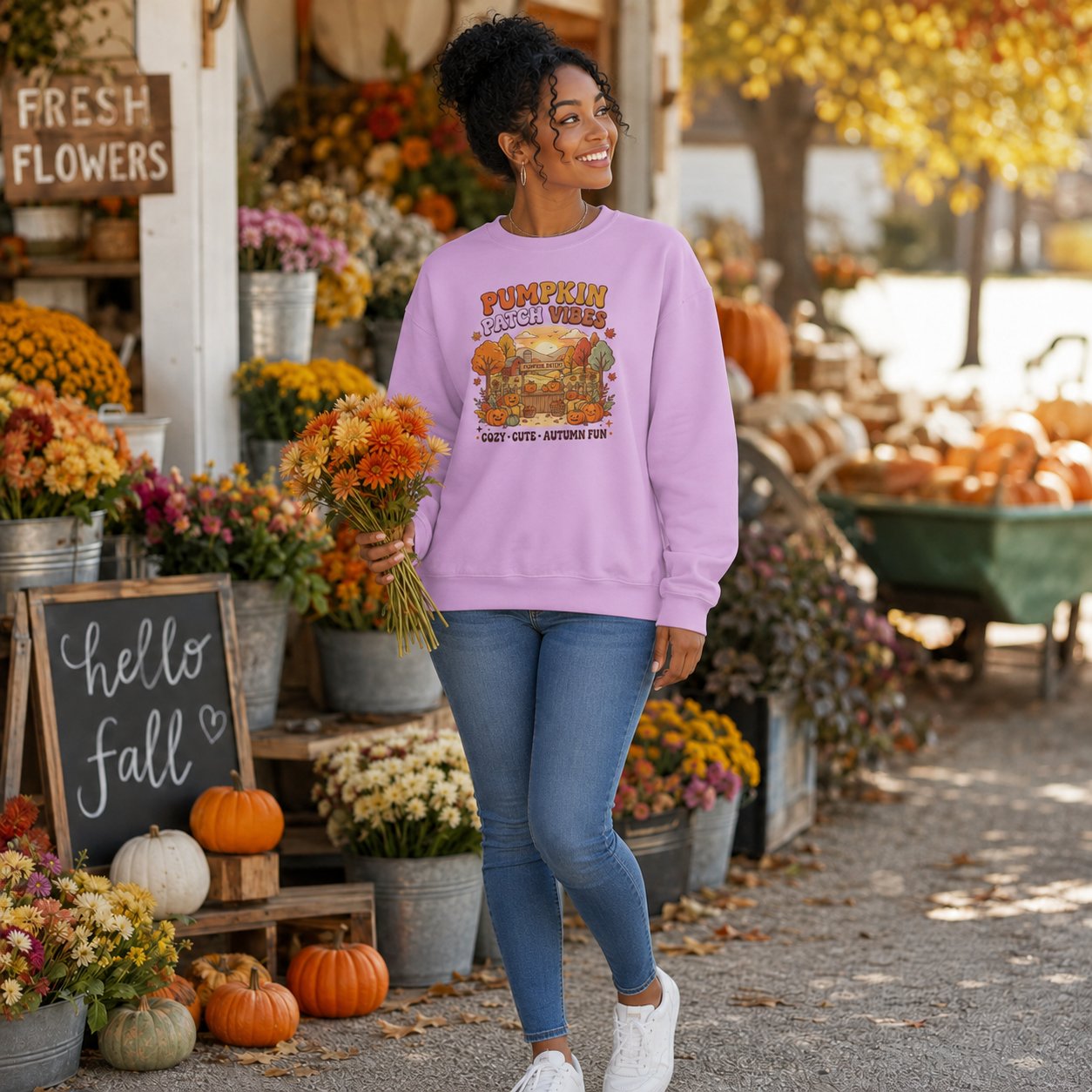 Pumpkin Patch Vibes Sweatshirt — Cozy Autumn Fall Graphic