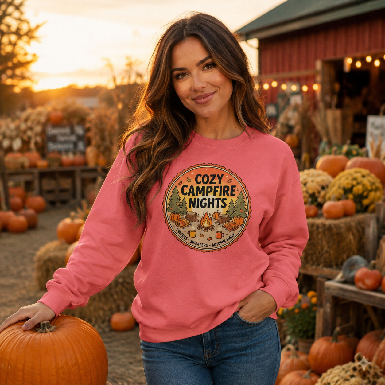 Cozy Campfire Nights Sweatshirt — Vintage Camping Graphic Crewneck