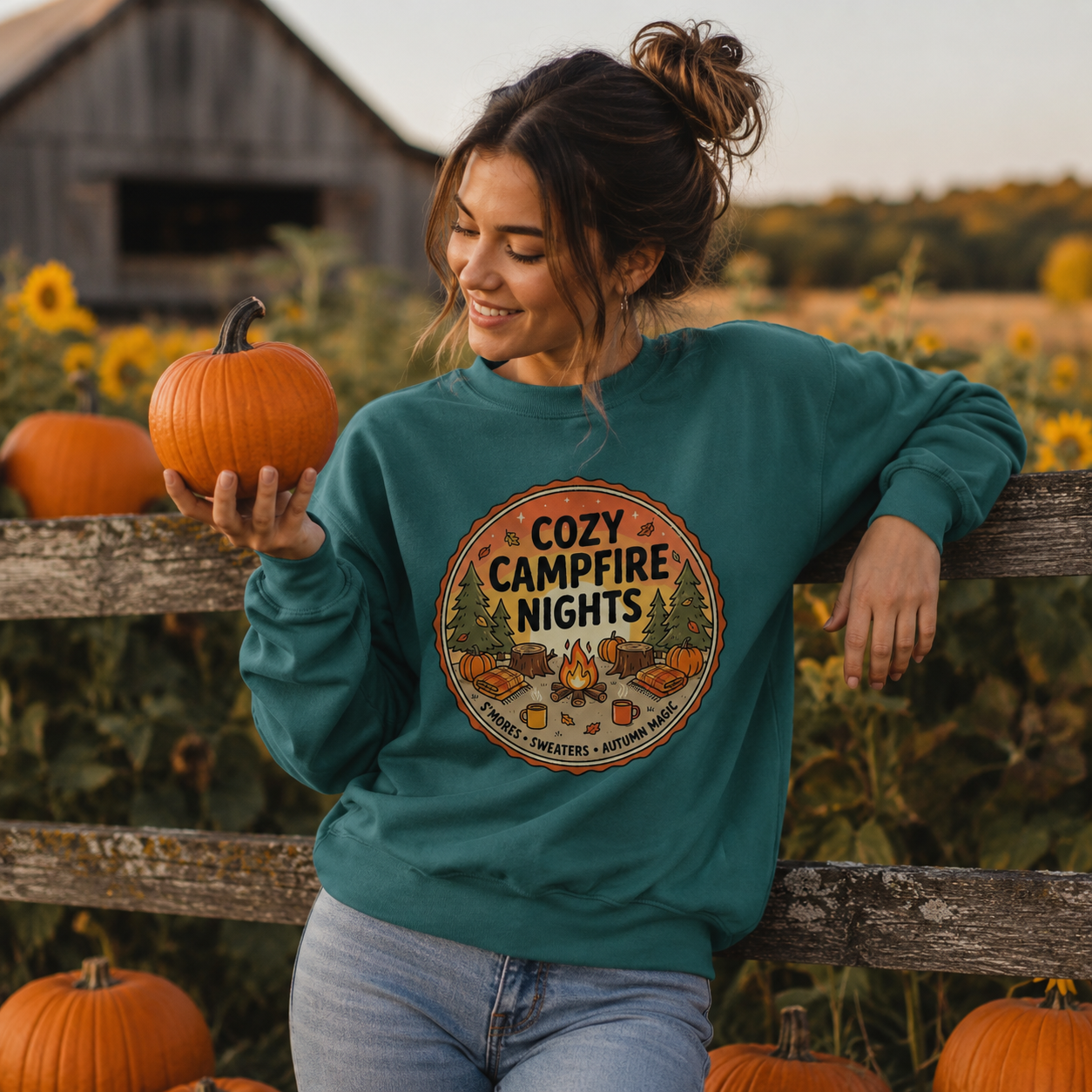 Cozy Campfire Nights Sweatshirt — Vintage Camping Graphic Crewneck