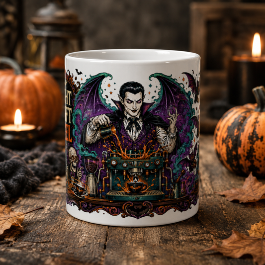 Halloween Vampire Alchemist Mug — Gothic Witchcraft Coffee Cup (11oz/15oz)
