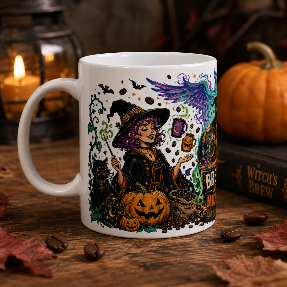 Brewed After Midnight Ceramic Mug – Halloween Witch Coffee Cup (11oz & 15oz)