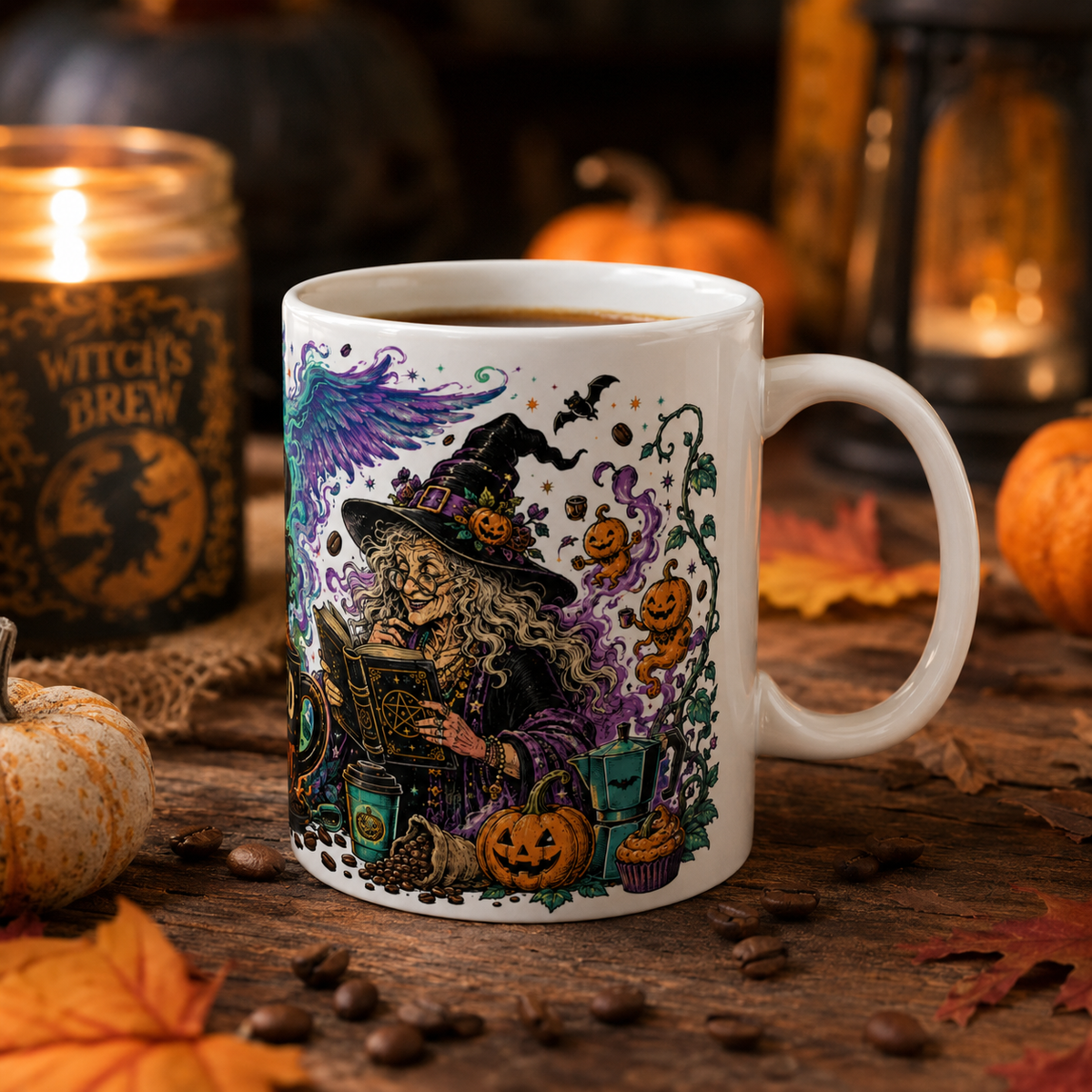 Brewed After Midnight Ceramic Mug – Halloween Witch Coffee Cup (11oz & 15oz)