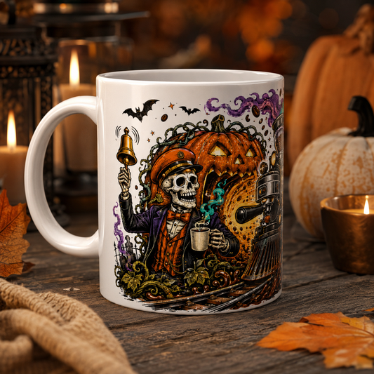 Halloween Ghost Train Ceramic Mug – Spooky Coffee Lovers 11oz/15oz