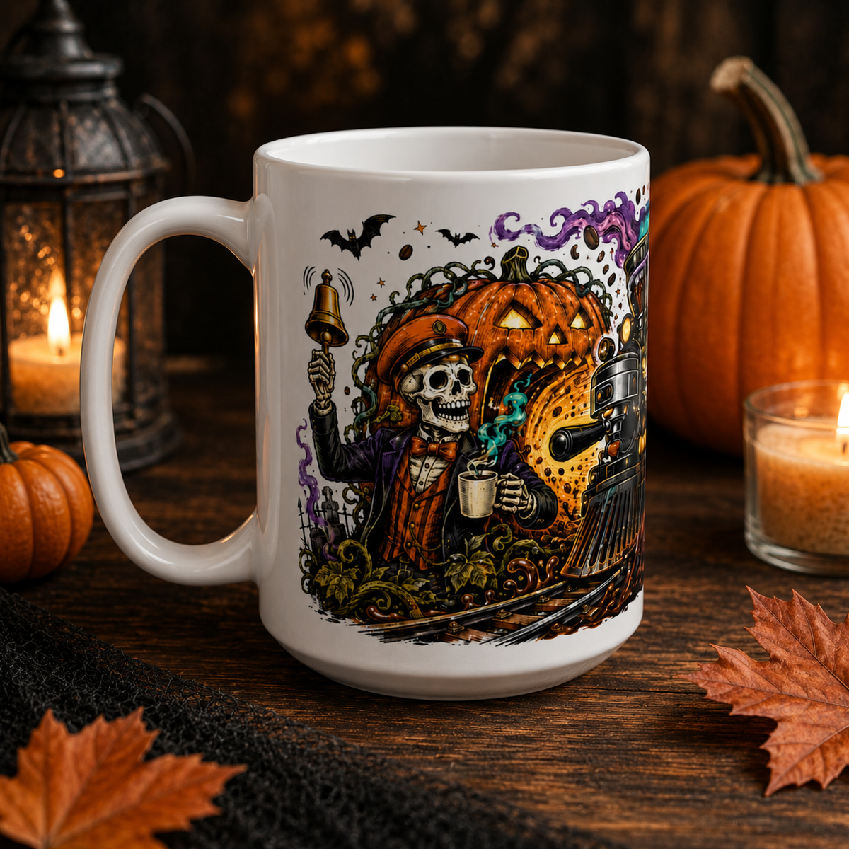 Halloween Ghost Train Ceramic Mug – Spooky Coffee Lovers 11oz/15oz