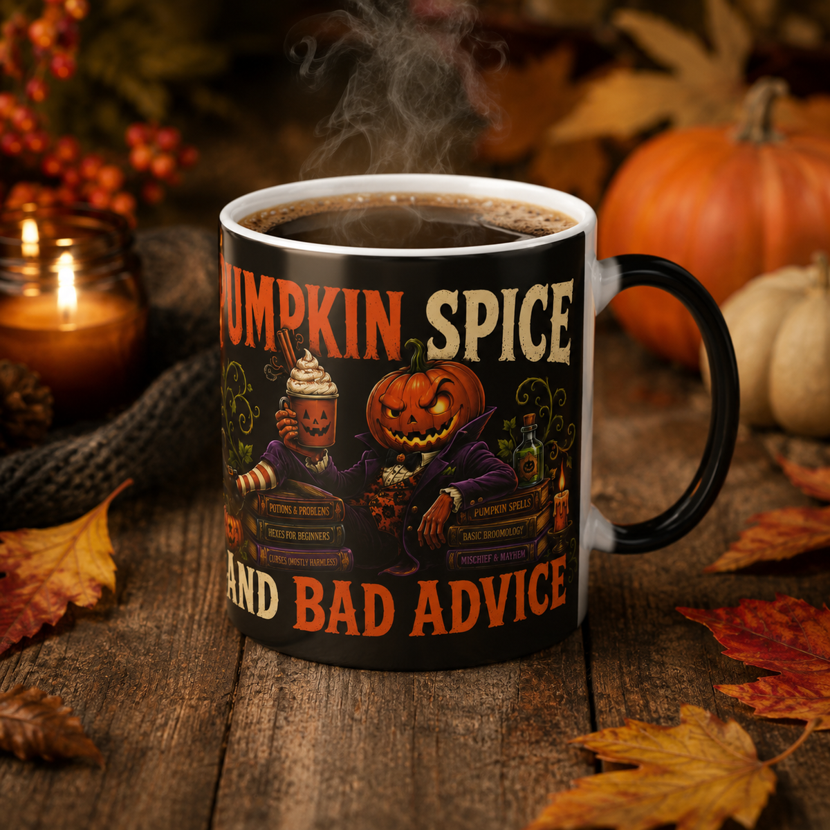 Color-Changing Pumpkin Spice Mug — 'Pumpkin Spice and Bad Advice' 11oz