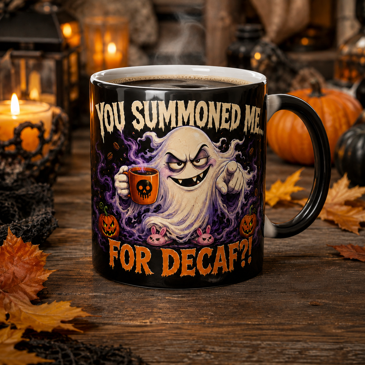 Color Morphing Mug — “You Summoned Me For Decaf?” Halloween Ghost Coffee Cup, 11oz