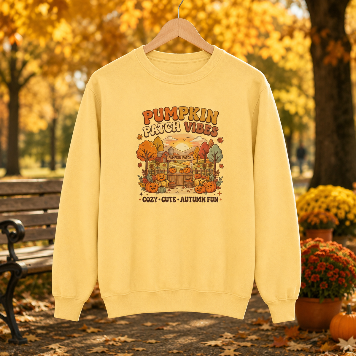 Pumpkin Patch Vibes Sweatshirt — Cozy Autumn Fall Graphic
