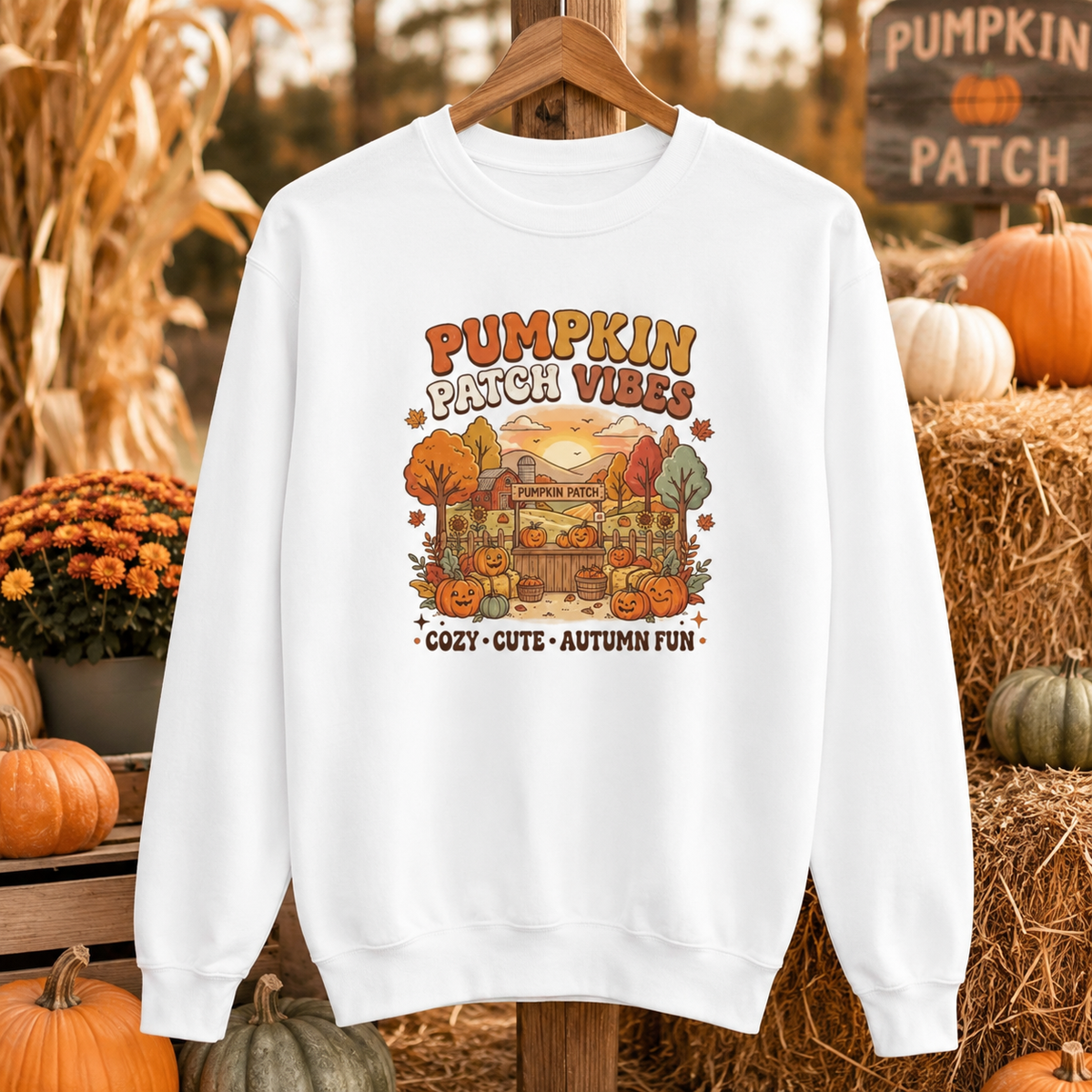 Pumpkin Patch Vibes Sweatshirt — Cozy Autumn Fall Graphic