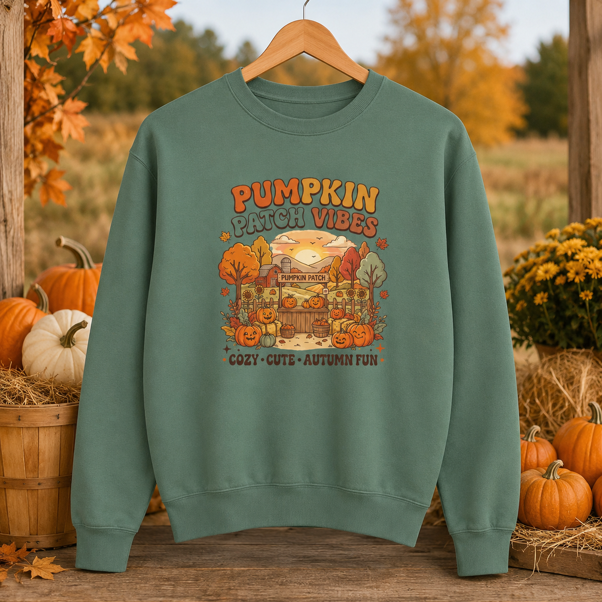 Pumpkin Patch Vibes Sweatshirt — Cozy Autumn Fall Graphic